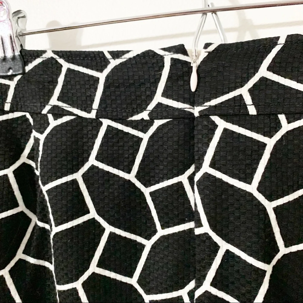 Talbots Geometric Shape Printed A-line Cotton Skirt Front Pleating Invisible Zip - Picture 6 of 14